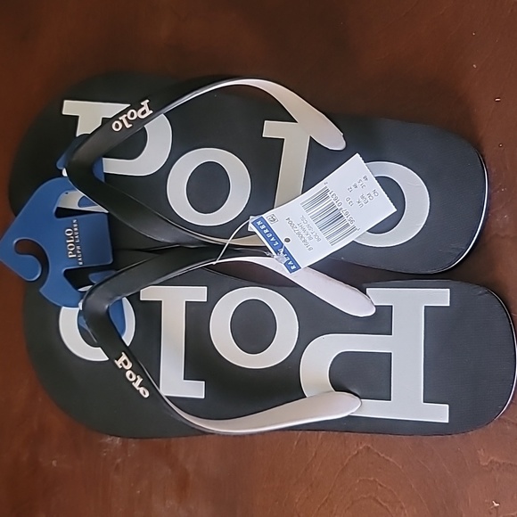 Polo Ralph Lauren Mens Flip Flops Size 13 (New) Blue and White - Picture 3 of 6